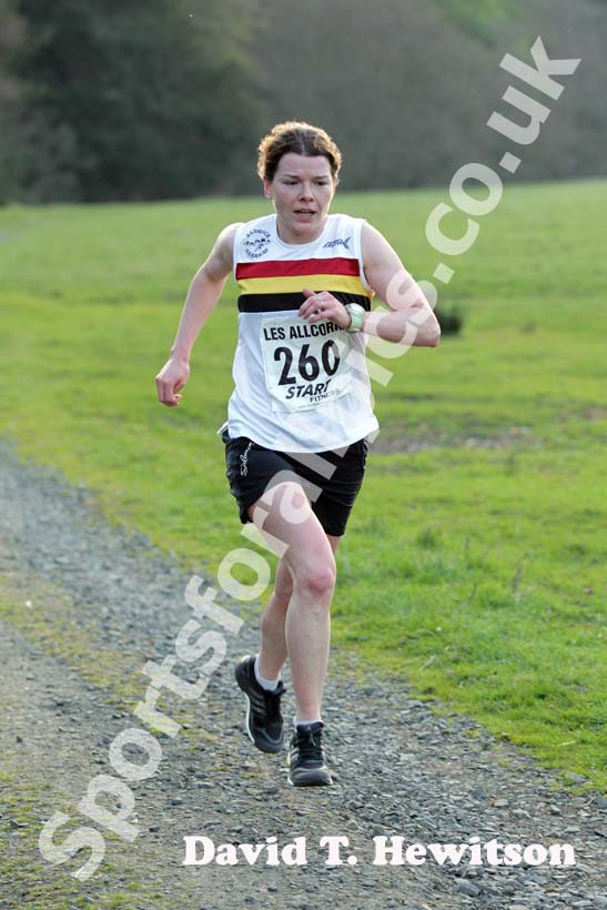 Jo Gascoigne-Owens (Alnwick) wins the womens race in the Les Allcorn Memorial 10k, Alnwick.